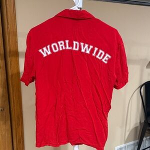 Red Men's Shirt with Embroidered Logo